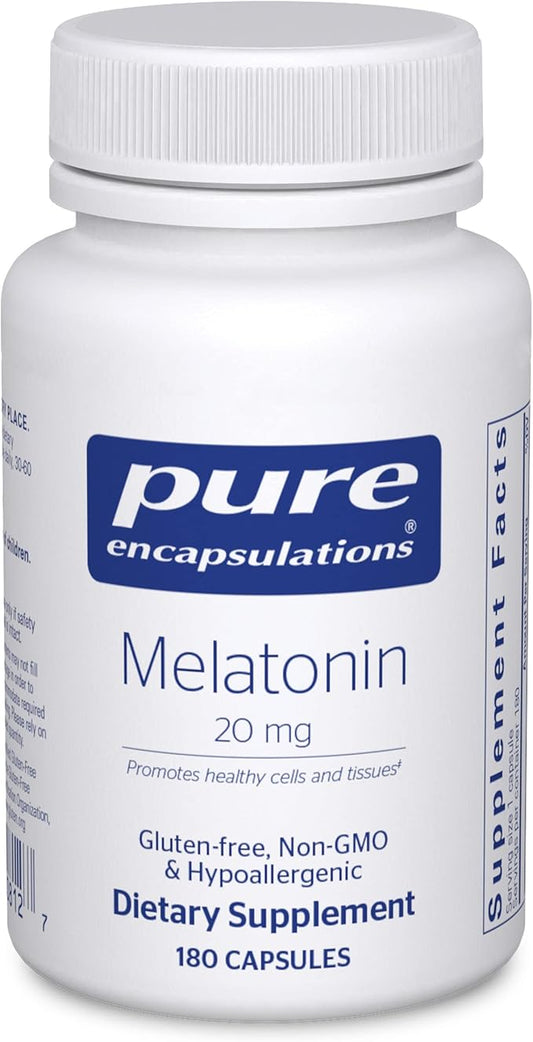 Pure Encapsulations Melatonin 20 mg - Not Intended for Sleep Support - for Immune System & Healthy Cells - 99.5% Purity Melatonin - Gluten Free & Non-GMO - 180 Capsules