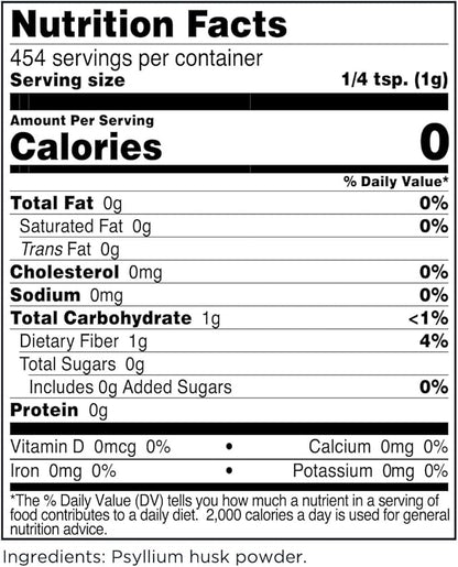 TransformHQ Psyllium Husk Ground Husk Powder (1 LB) - 1000mg per Serving, 454 Servings Per Container