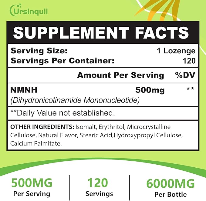 Sublingual NMNH 500mg (Dihydronicotinamide Mononucleotide) (480 Servings, NMNH 500mg per Serving) NAD Supplement to Boost NAD Levels as We Age, for Anti-Aging, Energy, Immunity, Focus - 480 Count