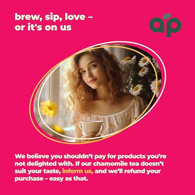 100% Pure Chamomile Tea - Only Flowers without Stems, Chamomile Tea Bags Caffeine Free, 60 count, Calming Tea Chamomile by Aprika Life