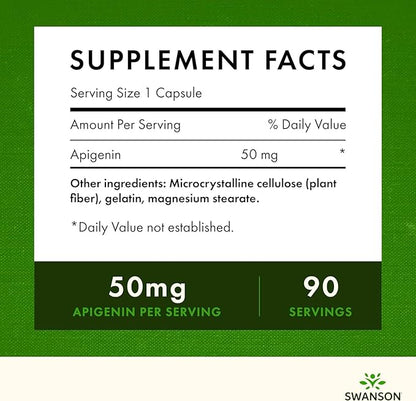 Swanson Apigenin – Sleep and Relaxation Supplement – Natural Support – 90 Caps, 50 mg (Packaging may Vary)