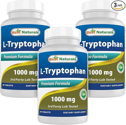 Best Naturals L-Tryptophan 1000 mg 60 Tablets (60 Count (Pack of 3))