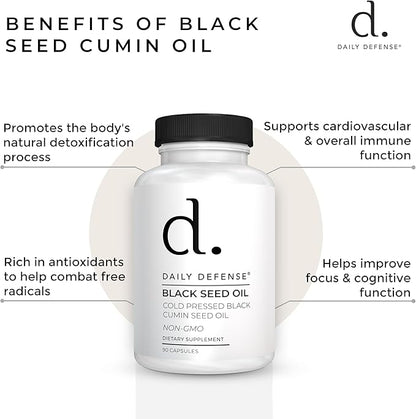 Cold Pressed Black Seed Oil Capsules - 90 Count - Nigella Sativa for Hair, Skin & Enhanced Immunity - Vegan, Gluten-Free, Non-GMO Black Cumin Seeds Oil