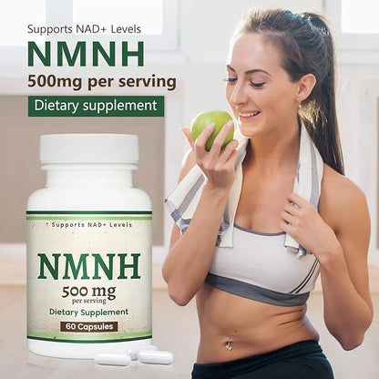 NMNH (NMN Supplement) (Dihydronicotinamide Mononucleotide) 500mg Per Serving, 60 Count (30 Servings), NAD Supplement to Boost NAD+ Levels (Gluten Free, Non-GMO)