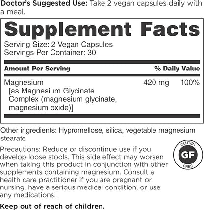 DOCTORS' PREFERRED High Potency Magnesium Glycinate Complex- Doctor-Developed Formula for Heart Health, Mood Support and More | 420 mg per Serving | 30-Day Supply
