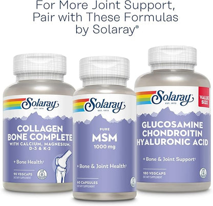 SOLARAY Glucosamine Sulfate 1500mg, Healthy Joint Support Supplement, Powerful Connective Tissue and Joint Health Formula with Turmeric & Boswellia, 60-Day Money Back Guarantee, 30 Serv, 60 VegCaps