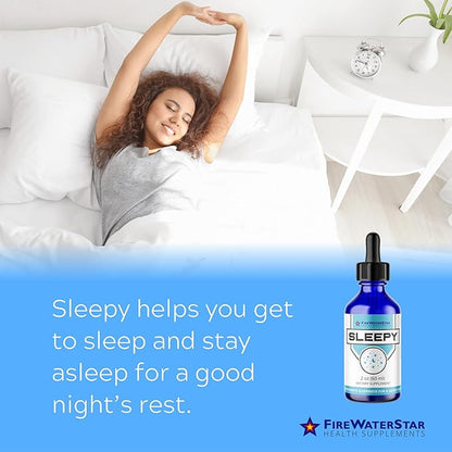 FWS Sleepy - Liquid Melatonin with Magnesium, L-Theanine - Natural Sleep Aid - Fast Acting Liquid Drops - Helps You Get to Sleep and Stay Asleep for a Good Night's Rest - Adults, Teens, Kids