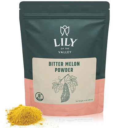LILY OF THE VALLEY Bitter Melon Powder (Karela Powder) - Ideal for Smoothies & Shakes - Momordica Charantia - Healthy Lifestyle - Vegan & Gluten-Free - Packed in Resealable Pouch (8oz)