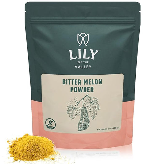 LILY OF THE VALLEY Bitter Melon Powder (Karela Powder) - Ideal for Smoothies & Shakes - Momordica Charantia - Healthy Lifestyle - Vegan & Gluten-Free - Packed in Resealable Pouch (8oz)