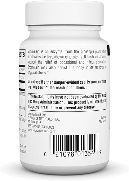Source Naturals Bromelain, 2,000 GDU/GRAM, Pineapple Enzyme, 500 MG - 60 Tablets