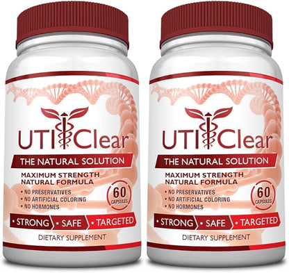 UTI Clear - Urinary Tract Support- 100% Pure Key Ingredients – Cranberry, Lingonberry, D-Mannose, Berberine & Uva Ursi - 1 Bottle