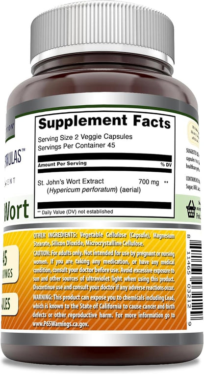 Amazing Formulas St. Johns Wort Supplement (Hypericum Perforatum Extract) | 700 Mg per Serving | 90 Veggie Capsules | Gluten Free | Non-GMO | Made in USA