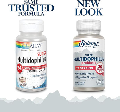 SOLARAY Super Multidophilus 24 Strain Probiotic | 30 Billion CFU | Healthy Gut Support | 30 Serv | 60 Enteric VegCaps