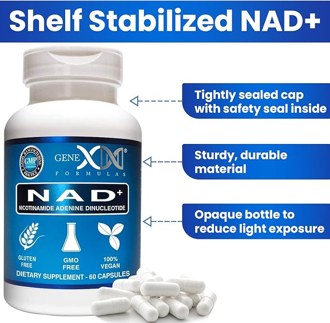 Genex Formulas NAD+ 250mg Serving 60 Capsules Nicotinamide Adenine Dinucleotide (Actual NAD+ Not a Precursor) (3)