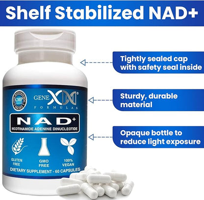 Genex Formulas NAD+ 250mg Serving 60 Capsules Nicotinamide Adenine Dinucleotide (Actual NAD+ Not a Precursor) (3)