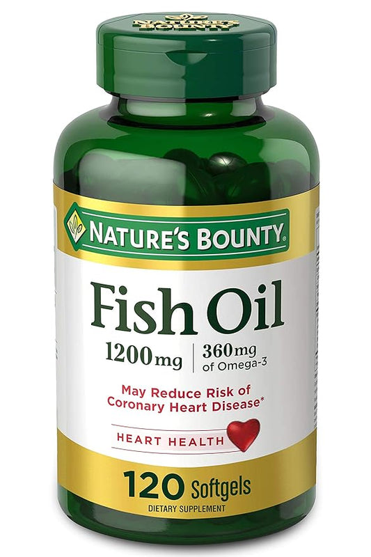 Nature's Bounty Fish Oil, Dietary Supplement, Omega 3, Supports Heart Health, 1200 Mg, 120 Rapid Release Softgels