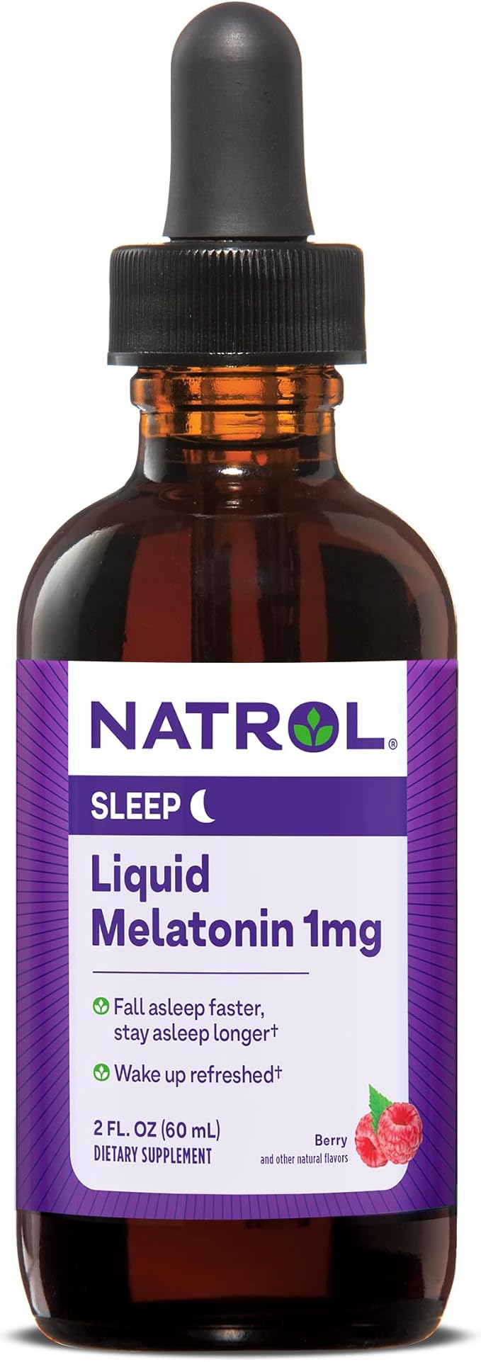 Natrol Liquid Melatonin 1mg, Berry-Flavored Dietary Supplement for Restful Sleep, 2 Fl Oz, 15 Servings