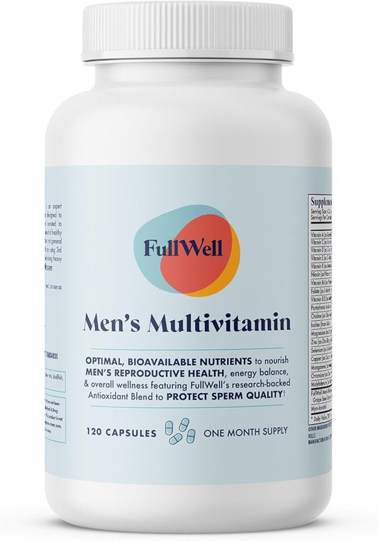 Men's Daily Multivitamin with Vitamin D, Antioxidants, Choline, and B Vitamins for Optimal Sperm Quality, Hormone Health, and Overall Male Fertility, 3rd Party Tested, 30 Servings