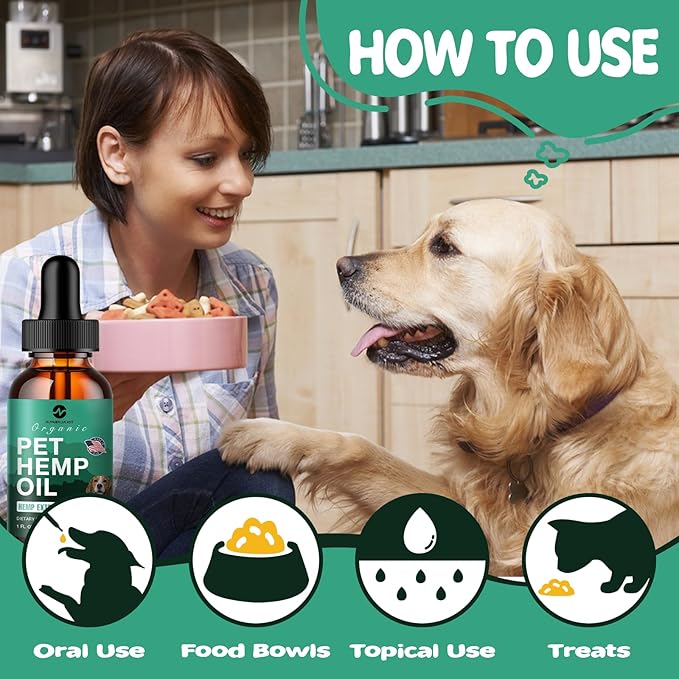 Hemp Oil Organic Extract for Dogs and Cats, Omega 3-6-9 Oil Supplement Hemp Oil for Pets-1012-D008