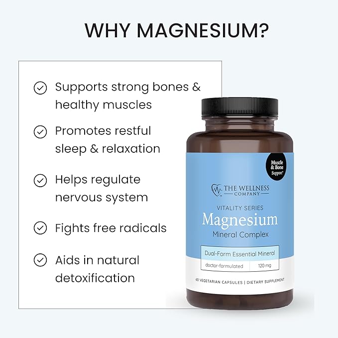 Magnesium Glycinate and Magnesium Citrate | 60 Capsules | Non-GMO, Gluten-Free | Supports Muscle Relaxation and Cardiovascular Health