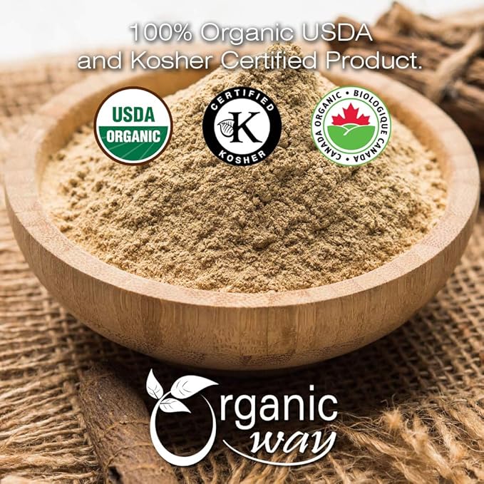 Organic Way Licorice Root Powder (Glycyrrhiza Glabra) - Herbal Tea | Kosher & USDA Certified | Vegan, Non-GMO & Gluten Free | Tested for Heavy Metal and Purity | 100% Raw from India (1LBS / 16Oz)