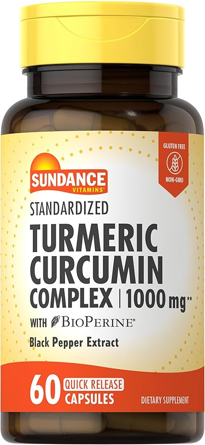 Sundance Turmeric Curcumin Complex 1000mg | 60 Capsules | with BioPerine | Non-GMO and Gluten Free Supplement