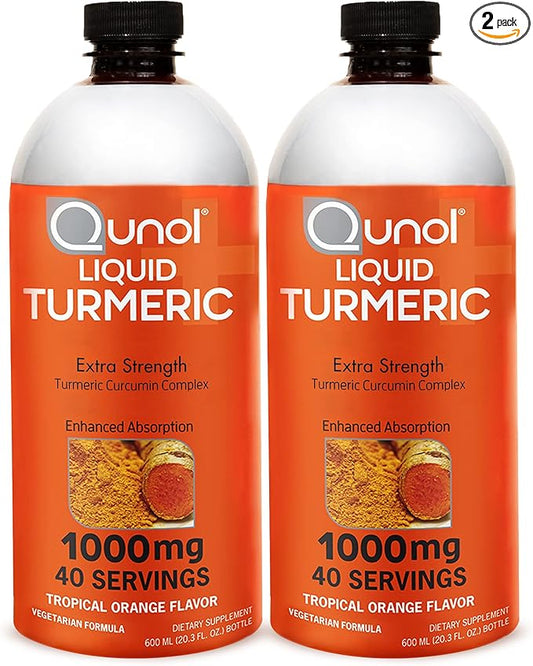Qunol Liquid Turmeric Curcumin with Black Pepper, Turmeric Supplement 1000mg, Extra Strength, Joint Health, 40 Servings, 20.3 fl oz (Pack of 2)