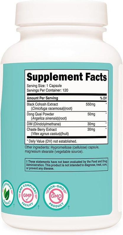 Nutricost Black Cohosh for Women 660mg, 120 Capsules - with Don Quai, DIM, and Chaste Berry, Veggie Caps, Non-GMO, Gluten Free