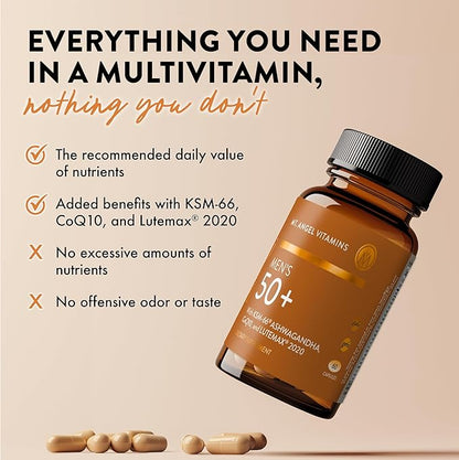 Mt. Angel Vitamins - Daily Mens Multivitamin 50+ Adult Formula with Iron, Calcium, KSM-66 Ashwaganda, and a Potent Proprietary Herbal Blend of The Best Mens Vitamins - 60 Count Capsules