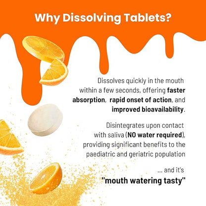 Vitamin C 250mg Tablets - Supports Immune Health, Maintains Healthy Bones & Teeth Quick Dissolving Tablets for Vitamin Deficiency – Orange Flavor (60 Vitamin C Tablets)