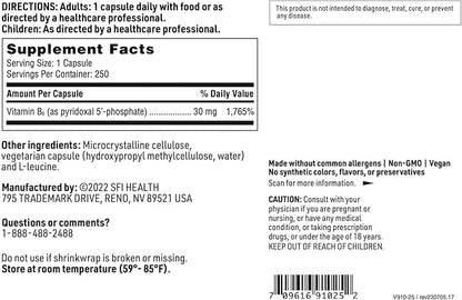 Klaire Labs P-5-P - 30 Milligrams of Bioactive Vitamin B6 Pyridoxal-5-Phosphate for Metabolic & Liver Support, Hypoallergenic (100 Capsules)