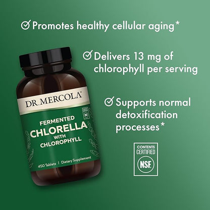 Dr. Mercola, Fermented Chlorella, 90 Servings (450 Tablets), non GMO, Soy-Free, Gluten Free