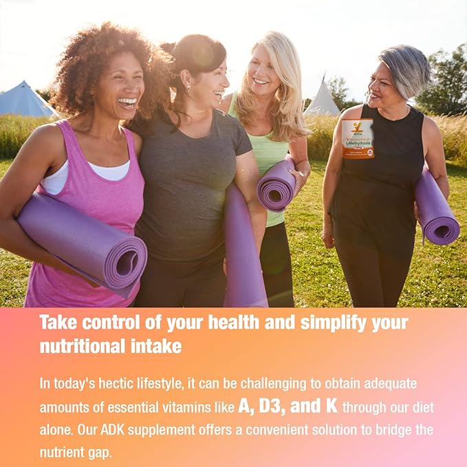 INVITA ADK - Vitamins A1, Vitamin D3 5000 IU & K2 MK7 Supplement - Physician Formulated Bone & Immune System Support - Gluten Free, Non-GMO - 180 Vegetarian Capsules for Men & Women