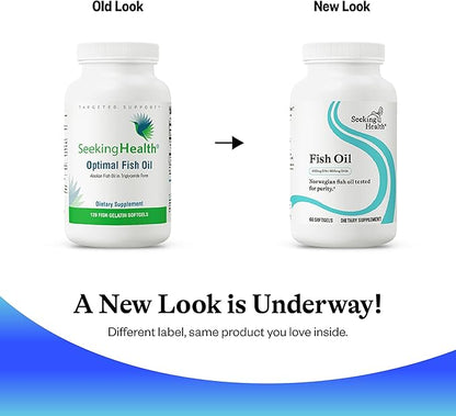 Seeking Health Optimal Fish Oil, Omega-3 Fatty Acids, Provides 900 mg EPA and DHA, Supports Joint, Heart, and Brain Health, Gelatin Softgels (120 softgels)*