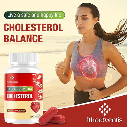 Cholesterol Supplements with Plant Sterols, Niacin, Red Yeast Rice, Bergamot, Omega-3 & Garlic - Max Absorption - 360 Softgels