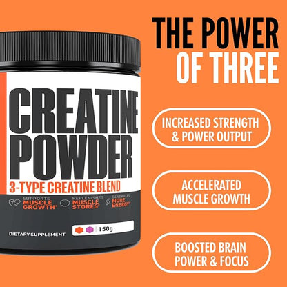 Crazy Muscle Creatine Monohydrate Powder, 5000mg Premium 3X ThreeAtine Pre Workout Mass Gainer, High Absorption Easy to Take Powder Optimum Performance for Men & Women, 30 Servings