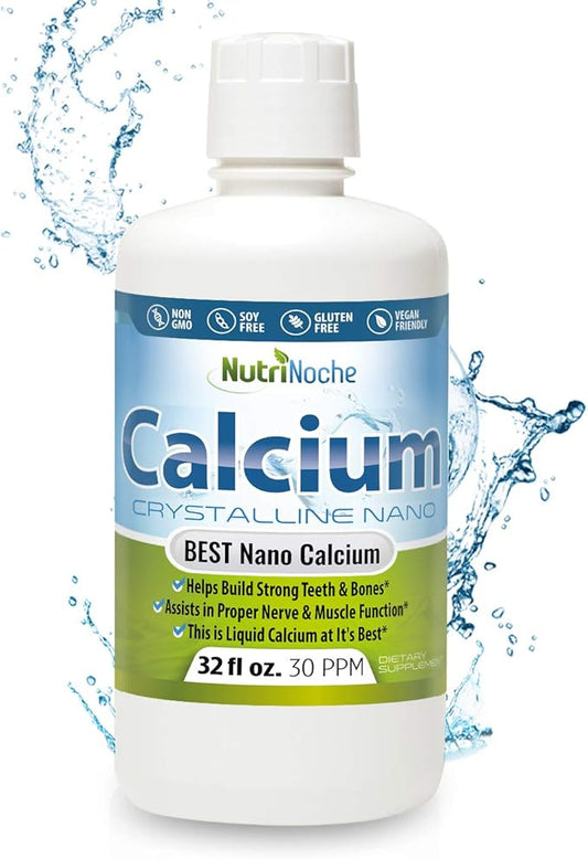 NutriNoche Liquid Calcium Supplement - 99.99% Ultra Pure Crystalline Nano Calcium for Women, Men & Children - Calcium Citrate Alternative - Absorbed at a Cellular Level Sublingually - 30 ppm