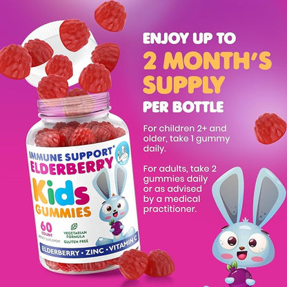 DR. MORITZ Elderberry Gummies for Kids & Toddlers - Immune System Booster- Health Support with Black Sambucus Elderberries Extract - Herbal Immunity Boost Supplement