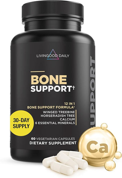 Livingood Daily Calcium Supplement for Women & Men, Bone Support (60 Vegetarian Capsules) - Bone Health Supplements Support Bone Density, Strength & Growth - Magnesium, Zinc, Vitamin D3 & K2 - Non-GMO