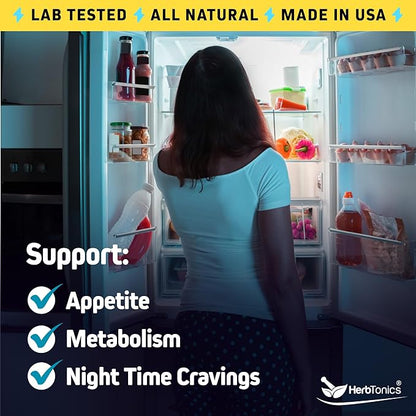Herbtonics Night Time Weight Supplement & Sleep Aid – Dual-Action Metabolism & Appetite Support | Melatonin, L-Theanine, Lemon Balm, Green Tea Extract | GLP-1 Support | 60 Vegan Capsules