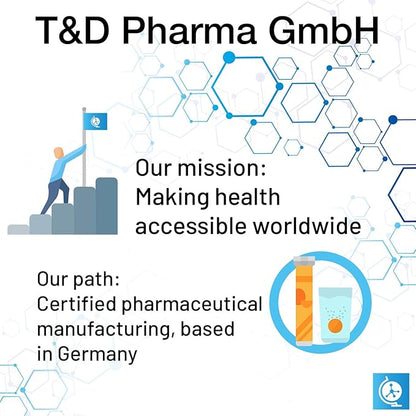 T&D German Mineral Plus Package 60 Servings - Vegan, Zero Sugar - Drink Effervescent Tablets - Iron, Calcium, Magnesium Pharma - Made in Germany