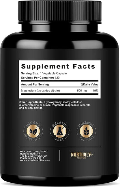 Magnesium and Vitamin B Complex - Magnesium Citrate 500MG - B Vitamins B1,B2,B3,B5,B6,B7,B9,B12 and Biotin - Muscle Relaxatio, Sleep and Energy, Immunity and Mood Support