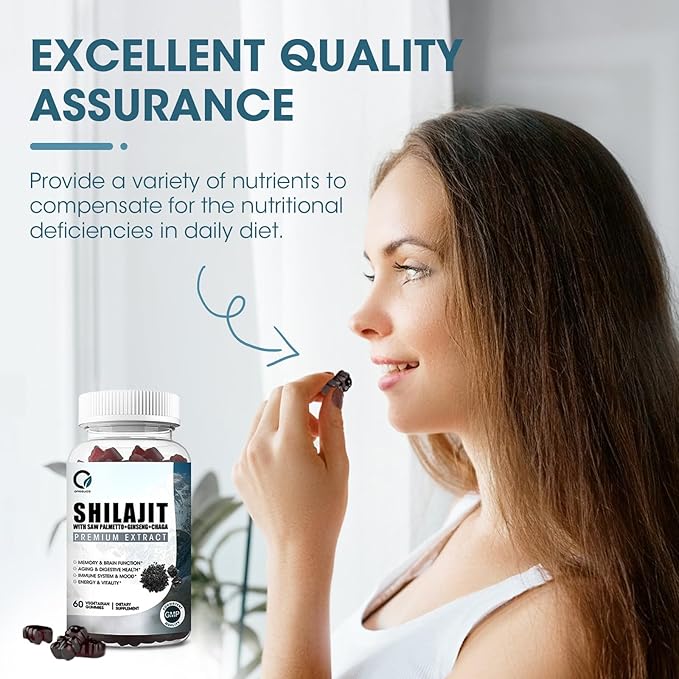 Himalayan Shilajit Gummies with 85+ Trace Minerals & Fulvic Acid for Energy, Immune, Cognitive Support High Potency Pure Natural Shilajit Supplement for Men & Women 60 Gummies (2 Packs)