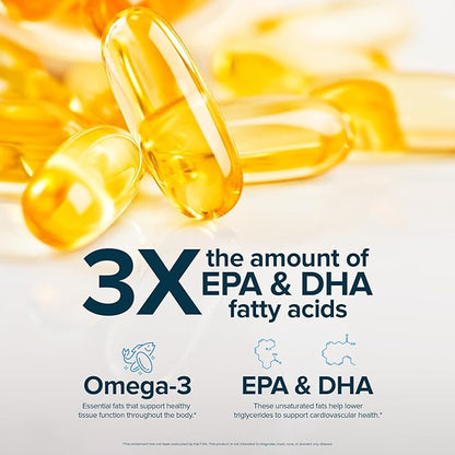 Nature's Lab Triple Strength Omega-3 Fish Oil with EPA & DHA - Supports Healthy Brain Function, Cognitive Health & Circulation - 180 Softgels (3 Month Supply)