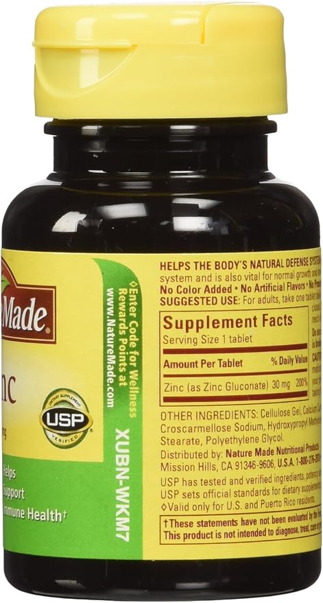 Nature Made Zinc Tabs - 30 mg - 100 ct (Pack of 2)