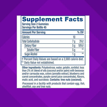 Vitafusion Fiber Well Gummies, Sugar Free Fiber Supplement, Gummies for Adults, Strawberry & Blackberry Flavors, 90 Count