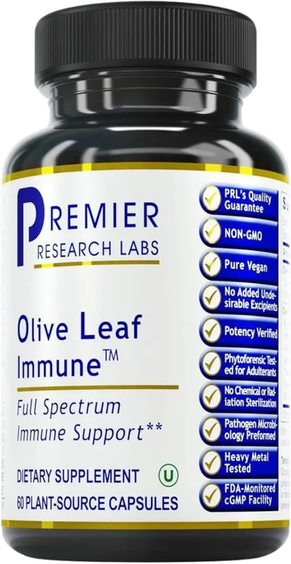 Premier Research Labs Olive Leaf Immune - Olive Leaf Extract Capsules, The Olive Leaf Pills with Phytonutrient Oleuropeinm, Herbal Supplement for Immune & Heart Health Support - 60 Vegetarian Capsules