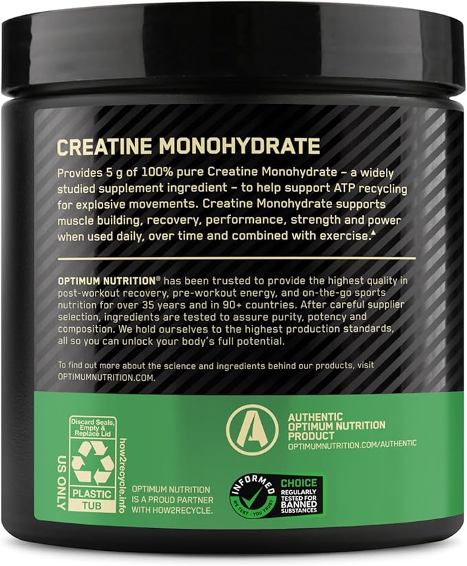 Optimum Nutrition Micronized Creatine Monohydrate Powder, Unflavored, 60 Servings, 300 Grams (Packaging May Vary)