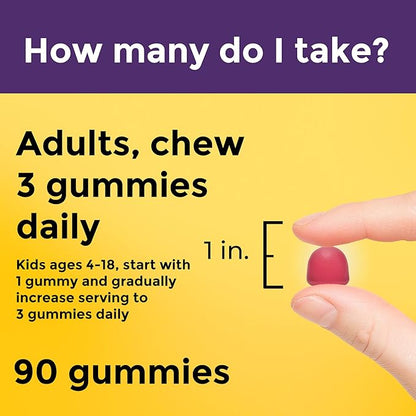 Nature Made Prebiotic Fiber Gummies for Adults and Kids, Fiber Supplement for Digestive System Support, 90 Gummies