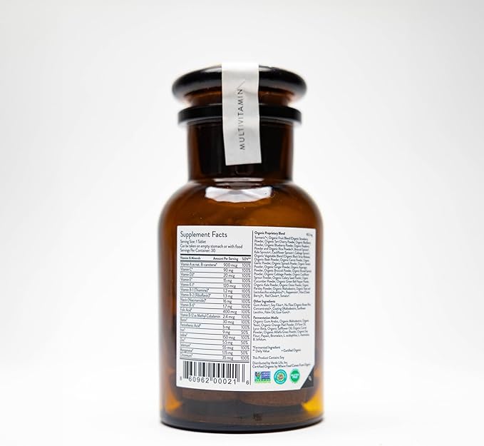 Movita Women’s Daily Multivitamin - Organic Fermented Whole Foods for Enhanced Energy, Immunity & Vitality - Vegan, Gluten-Free, Non-GMO - 30-Day Supply (Glass Bottle)